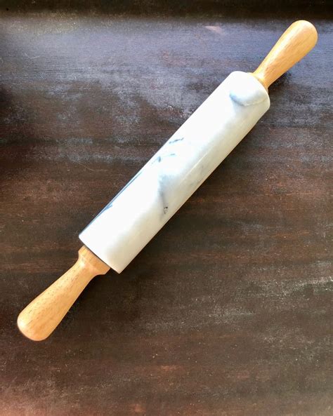 Marble Rolling Pin Wood Handles Cradle Rest Bakers T Etsy