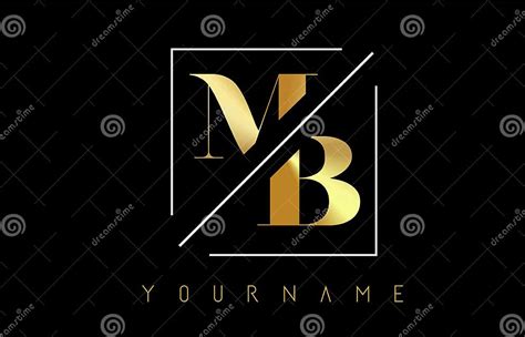 Mb Golden Letter Logo With Cutted And Intersected Design Stock Vector
