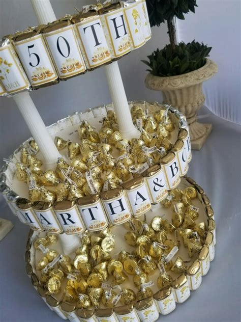 Anniversary Centerpiece Candy Cake 50th Golden Wedding Etsy