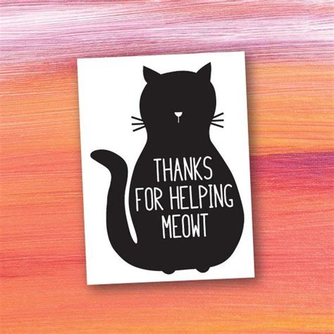 Cat Thank You Card Digital Printable Animal Rescue Volunteer
