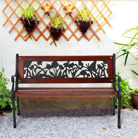 Mf Studio Patio Garden Bench Steel Kids Mini Bench With Decorated