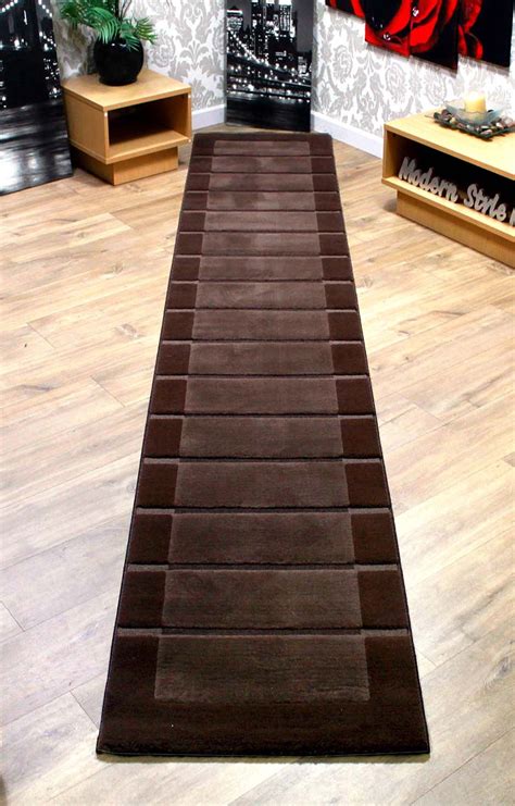 Rrp £8999 Extra Long Thick Hallway Runner Rugs Chocolate Brown Beige