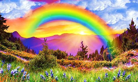 Rainbow Landscape Nature Rainbow Sky Field Hd Wallpaper Peakpx