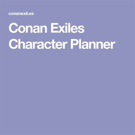 Click here to order your own game server at survivalservers.com. Conan Exiles Character Planner | Conan exiles, Conan ...