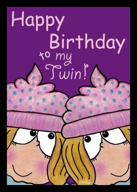 Two Girls Wearing Pink Hats With The Words Happy Birthday To My Twin