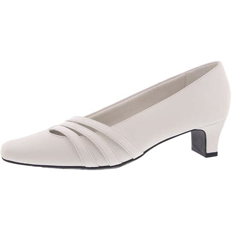 Easy Street Womens Entice White Dress Heels Shoes 85 Wide Cdw Bhfo
