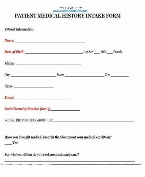 √ 30 Medical Intake Forms Template Effect Template Action Plan