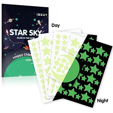 Glow In The Dark Stars5 Sheets 216 Pcs Self Adhesive No Trace