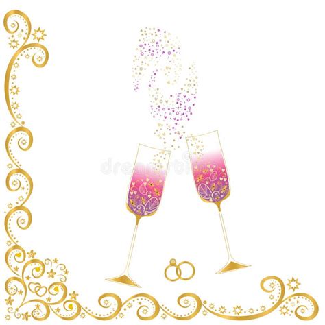 Champagne Glasses Golden Wedding Celebration Stock Vector Illustration Of Design Holidays
