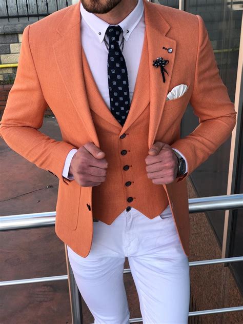 Multi Slim Fit Suit Vest Salmon Combinacion De Ropa Hombre Moda Ropa