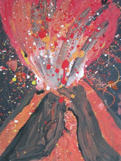 Volcano Painting Explosive Art Weather Art Art Classroom