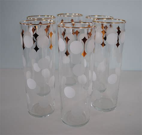 vintage libbey tall glass tumblers set of 6 by strangebeauty