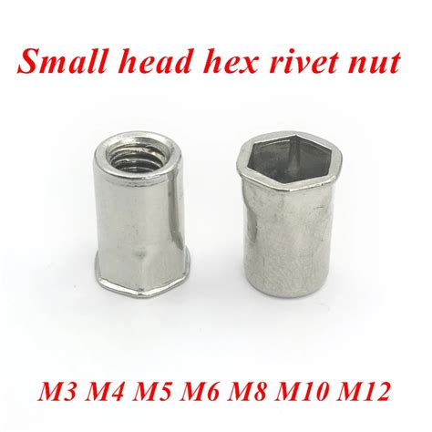 M3 M4 M5 M6 M8 M10 M12 Rivet Nuts Sus304 Stainless Steel Small Head Hex Rivet Insert Nut A2