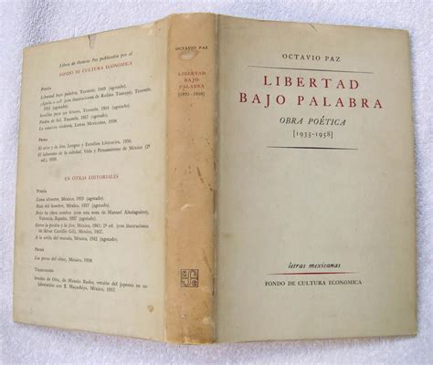 Libertad Bajo Palabra Obra Poética 1935 1958 By Octavio Paz Muy Bien Tapa Blanda 1960 1ª