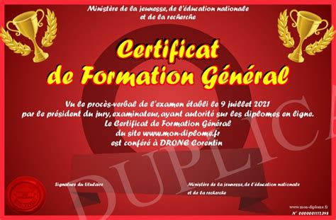 Certificat De Formation General