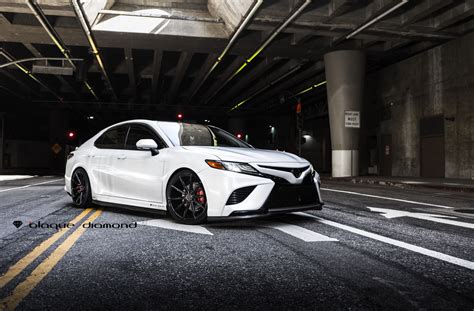 White Toyota Camry Customized With A Touch Of Style And On Blaque