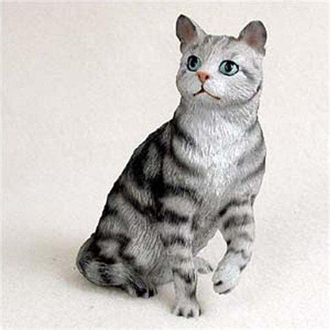 Gray Tabby Cat Sitting Figurine Animal Decor