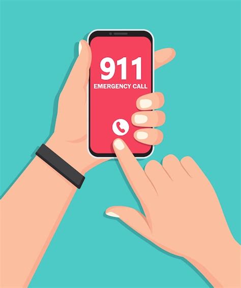 Premium Vector Hand Holding Smartphone With Emergency Number 911 On