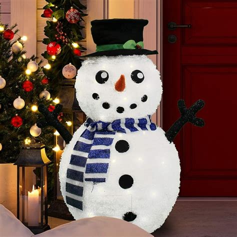 Toyhub3ft Tinsel Collapsible Snowman Led Yard Light For Christmas