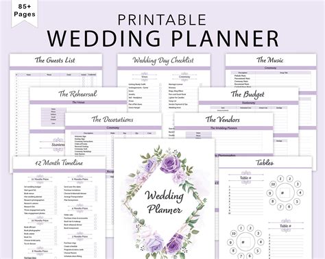 Wedding Planner Printable Printable Wedding Planner Kit Etsy
