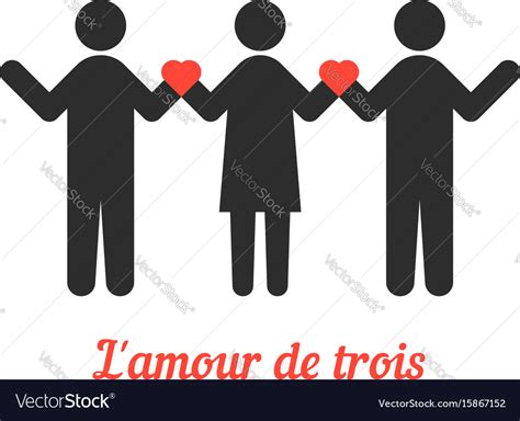Love Threesome With Stick People Royalty Free Vector Image