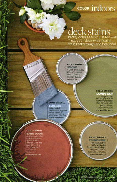 The placement of key elements such as stoves, refrigerators, sinks and surrounding counter space determine the functionality of the space and can often make the differences between a good design and a great one. bhg deck stain colors | Deck stain colors, Staining deck, Paint colors for home