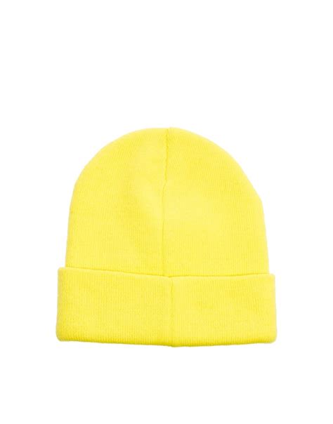 Asos Beanie Hat With Patch In Yellow For Men Lyst