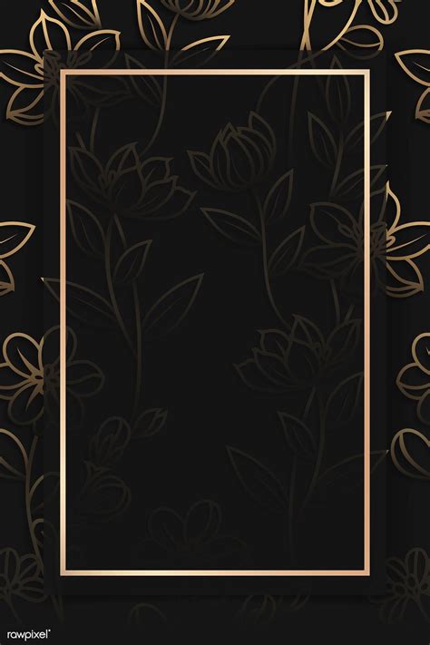 Download Premium Vector Of Rectangle Gold Frame On Gold Floral Pattern