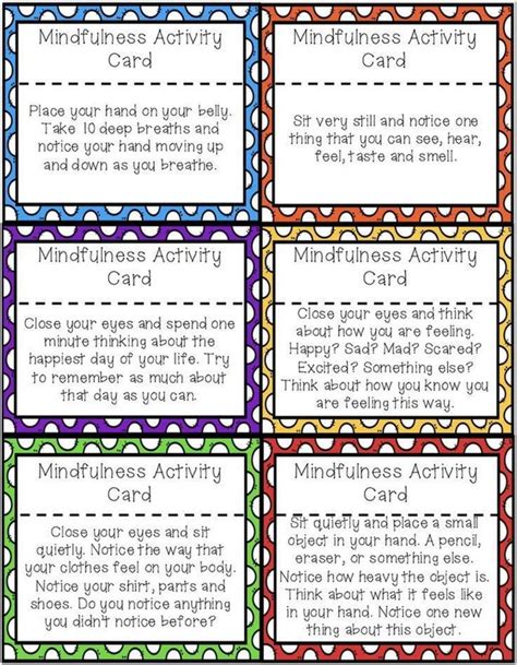 Printable Mindfulness Activity Cards Free