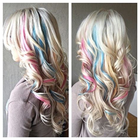 Pastel Pink Blue Highlights Hair Coloring Do That Hair