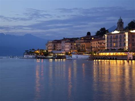 Promenade And Lake At Dusk Bellagio Lake Como Lombardy Italian