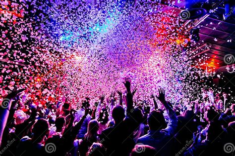 Concert Crowd Confetti Dancing Lights Editorial Photography Image Of