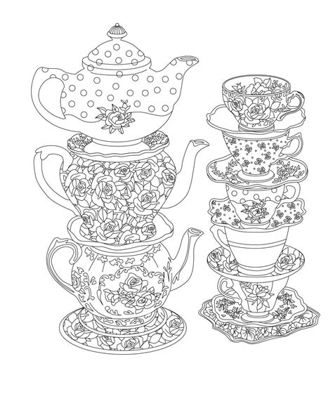 Isometric coffee cup coloring pages. Elegant Tea Party Coloring Book | Coloring books, Coloring ...