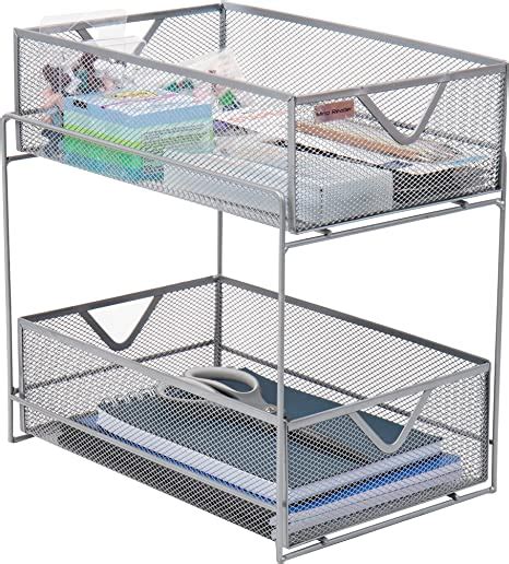Mind Reader 2 Tier Metal Mesh Storage Baskets Organizer Home Office