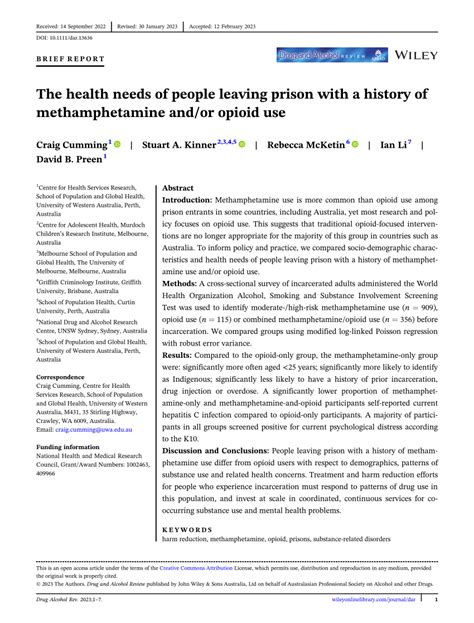 PDF The Health Needs Of People Leaving Prison With A History Of
