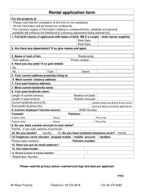 Rental Application Form In Word Template Free Download Free Pdf Books
