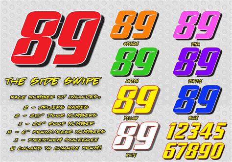 Every race car needs a number! The Side Swipe Race Car Numbers Decals Kit Racing Graphics ...