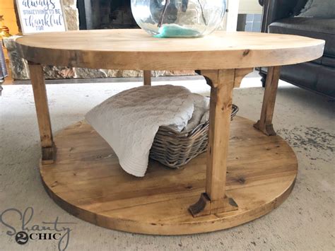 The other is a matching side table and they are so cute together especially next to last week's project, the cane media center. DIY Round Coffee Table - Shanty 2 Chic