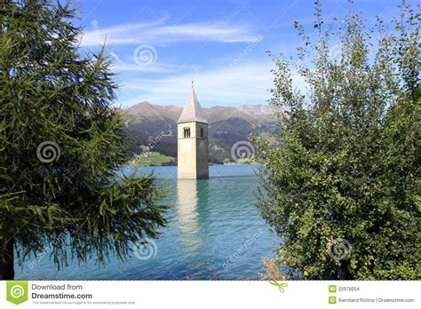 Tower Of Resia Lake Church Stock Photo Image Of Italy 22979204