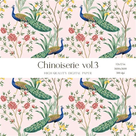Chinoiserie Digital Paper Chinese Birds Digital Paper Etsy