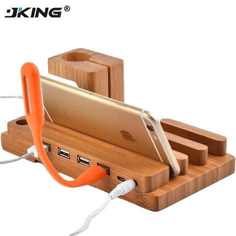 Jking Wooden Usb Charge Dock Mobile Phone Holders Stands For Apple