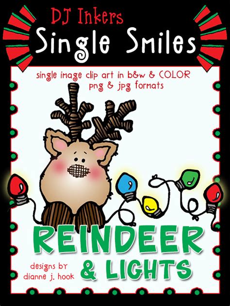 Cute Clip Art Reindeer And Christmas Lights For Creating Holiday Smiles
