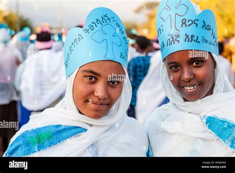 Young Ethiopian Christians Taking Part In A Christmas Procession Arba