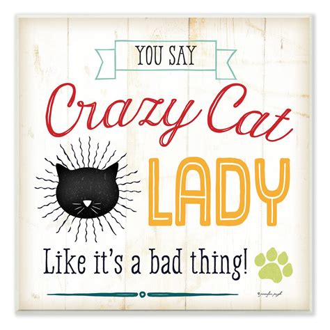 Crazy Cat Lady Typography Graphic Art Wall Plaque