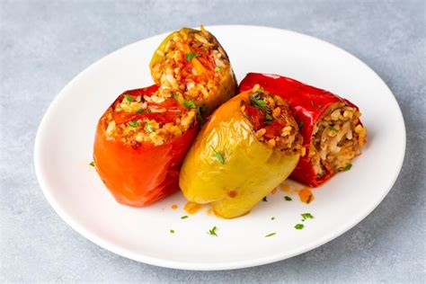 Premium Photo Traditional Turkish Foods Stuffed Pepper Etli Biber