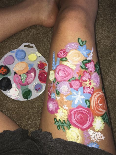 I Painted Some Flowers On My Leg Legart Art Bodypainting Body
