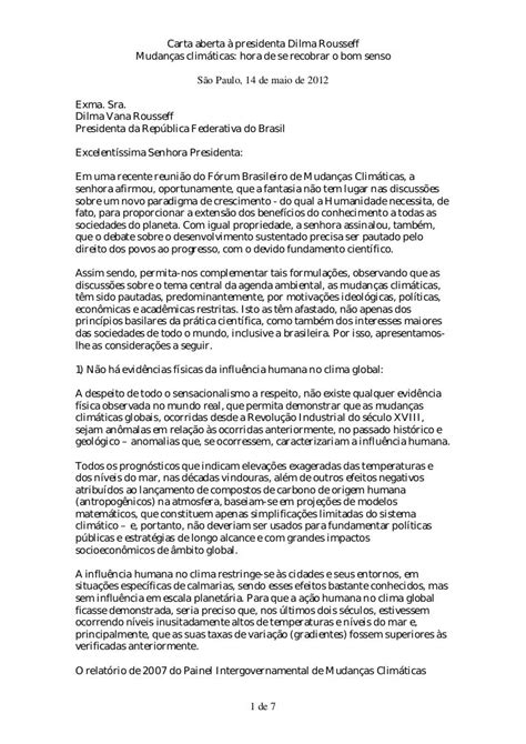 Carta Aberta Para A Presidente Dilma Br