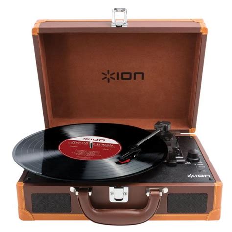 Ion Audio Vinyl Motion Deluxe Portable Suitcase Turntable Brown Lp