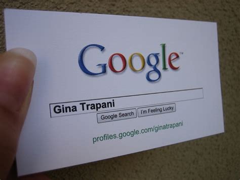 Since google docs doesn't come with business card templates, you can use the numerous templates available for microsoft word. Forget the Business Card. Just Google Me