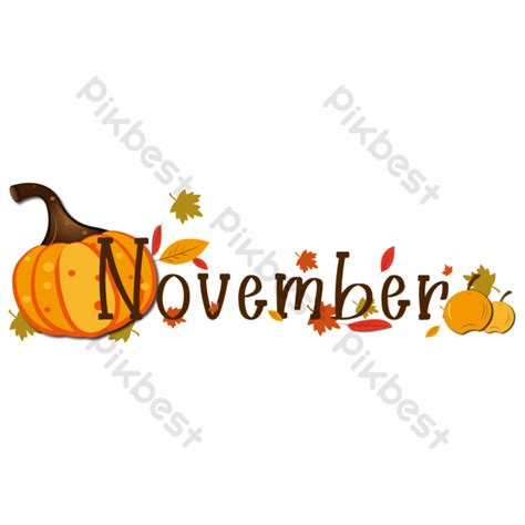 November Clipart Pumpkin Autumn Leaves Floating Elements Png Images